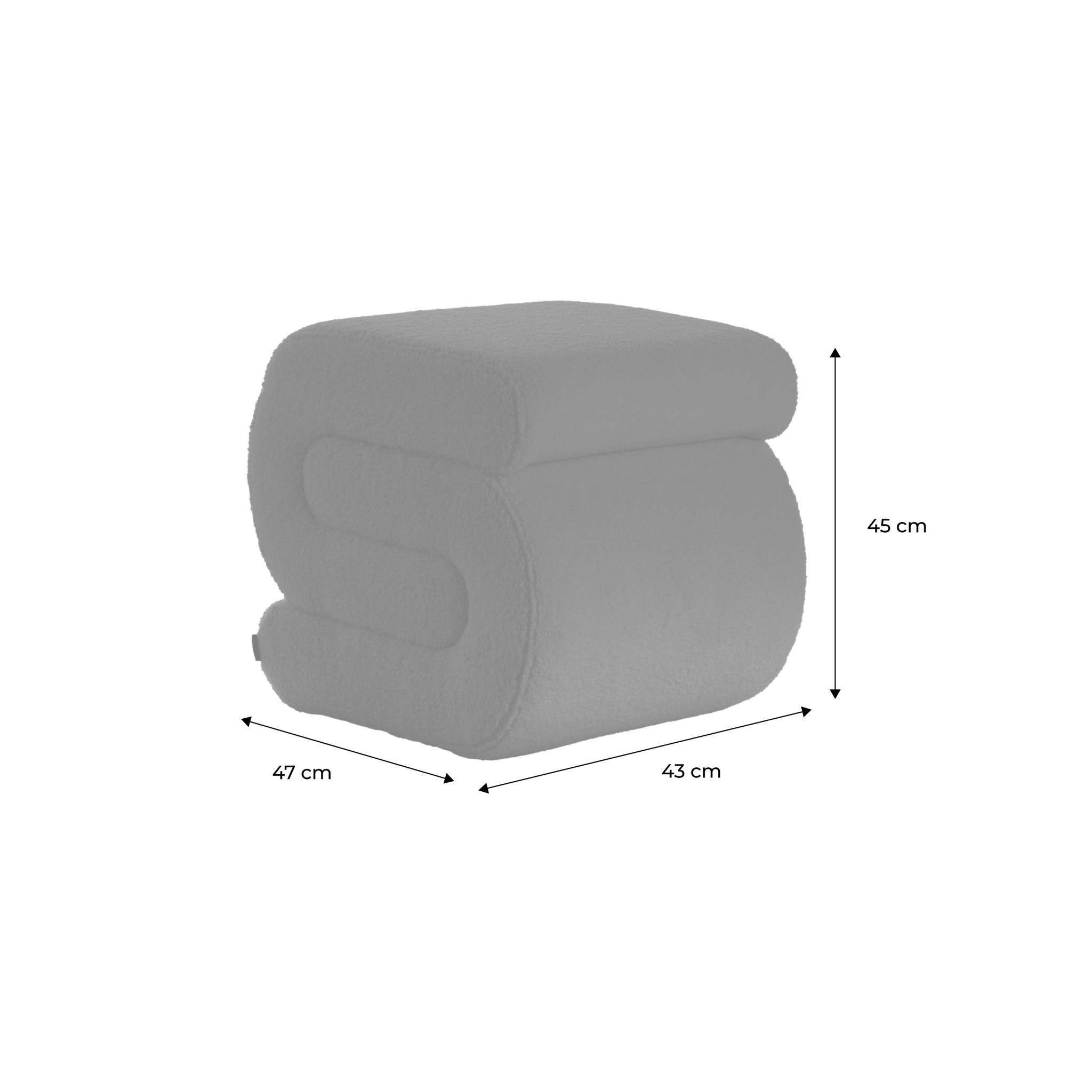 sweeek - Tabouret / pouf design revêtement bouclette blanc 1 place L 43 x P 47 x H 45cm - Sasha | sweeek - Image 5