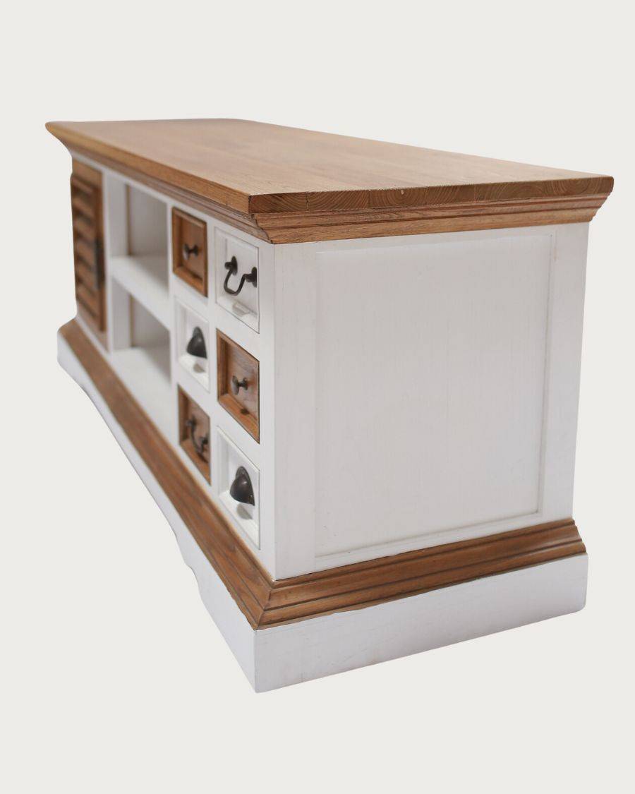 Inda - Meuble  en bois massif de Sungkai blanc et naturel 140 cm - UNIQKA - Imagen 5