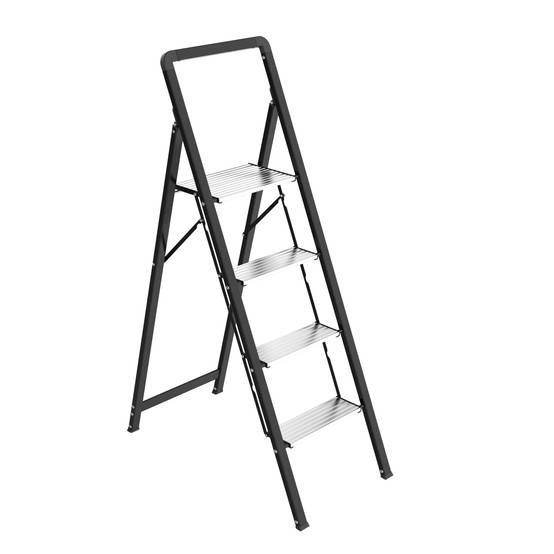 Escabeau 4 marches ultra plat, léger, plateforme antidérapante, 150 kg - ESCALO - Image 1
