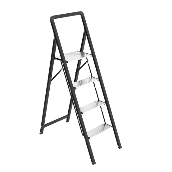 Escabeau 4 marches ultra plat, léger, plateforme antidérapante, 150 kg - ESCALO - Image 2