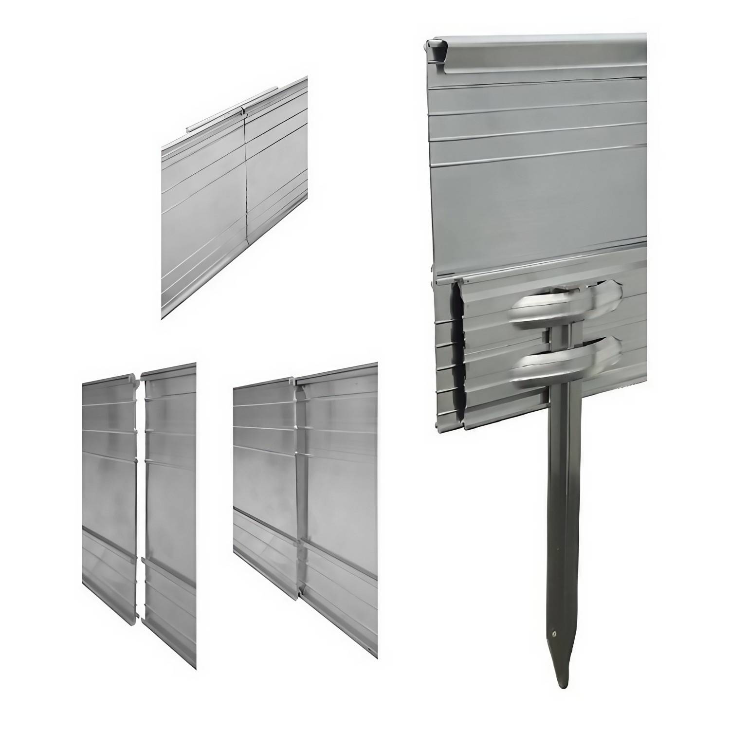 Jeu de 20 Bordures de jardin en aluminium ultra solide 14cm x 1m (20m long), Green-split - Image 3