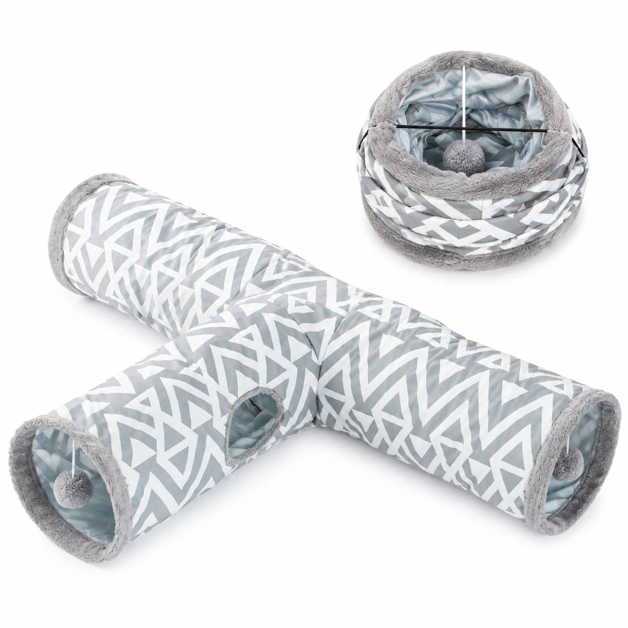 Tunnel Tricouche Peluche Interactif pour Petits Animaux Espaces Cachés et Jeux - Image 1