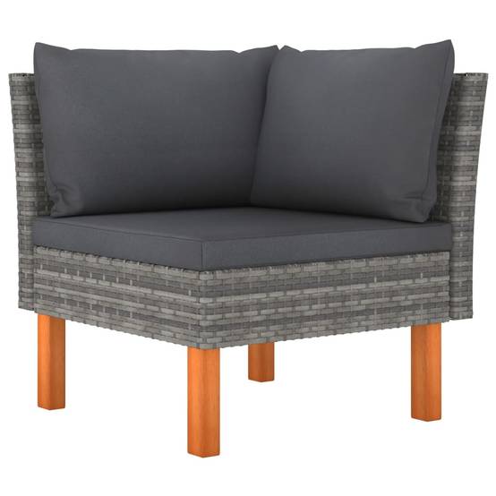 Helloshop26 - Salon de jardin meuble d'extérieur ensemble de mobilier 9 pièces avec coussins résine tressée gris - Imagen 3