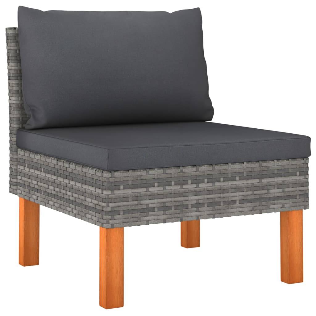 Helloshop26 - Salon de jardin meuble d'extérieur ensemble de mobilier 9 pièces avec coussins résine tressée gris - Imagen 5