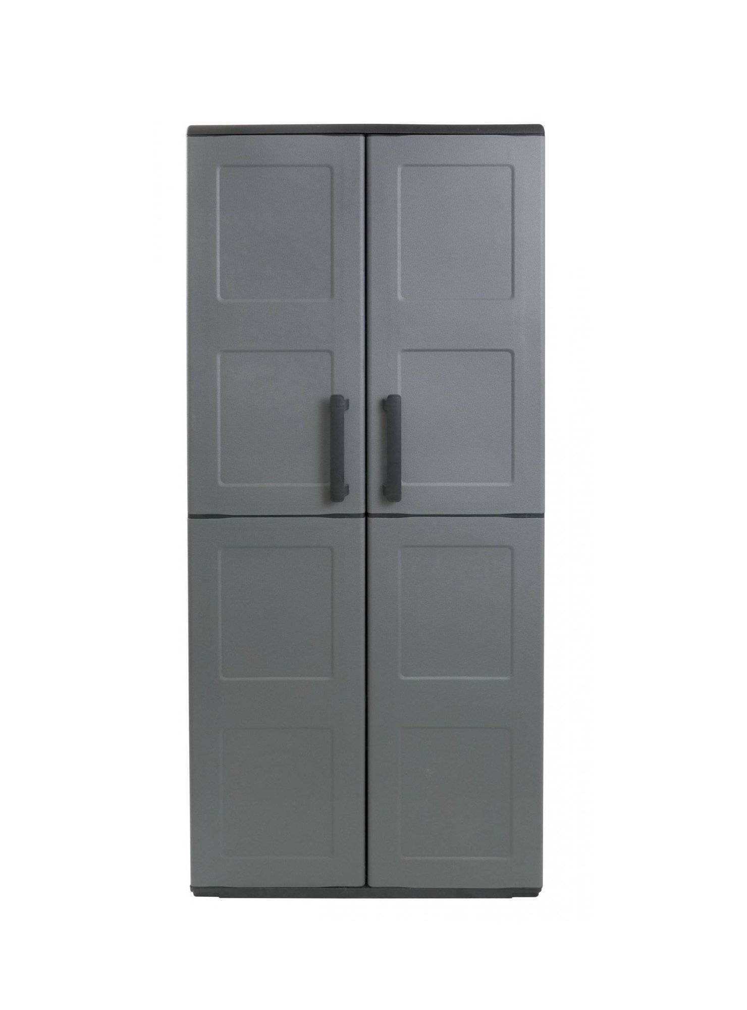 Dmora - Armoire d'extérieur Clavier, Meubles de balcon, Armoire polyvalente avec étagères, 68x37h163 cm, Gris et Noir, Finition damier - Dmora - Imagen 5