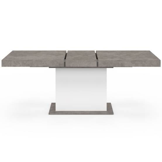 Table à manger extensible rectangle EDEN 6-10 personnes béton et blanc 160-200 cm - Image 3