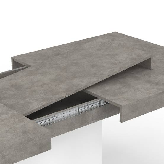Table à manger extensible rectangle EDEN 6-10 personnes béton et blanc 160-200 cm - Image 6
