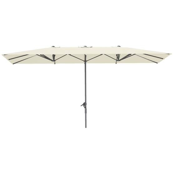 Parasol double aluminium jardin terrasse protection UV50+ 451x264cm blanc crème - ComfortXL Outdoor Living - Image 2