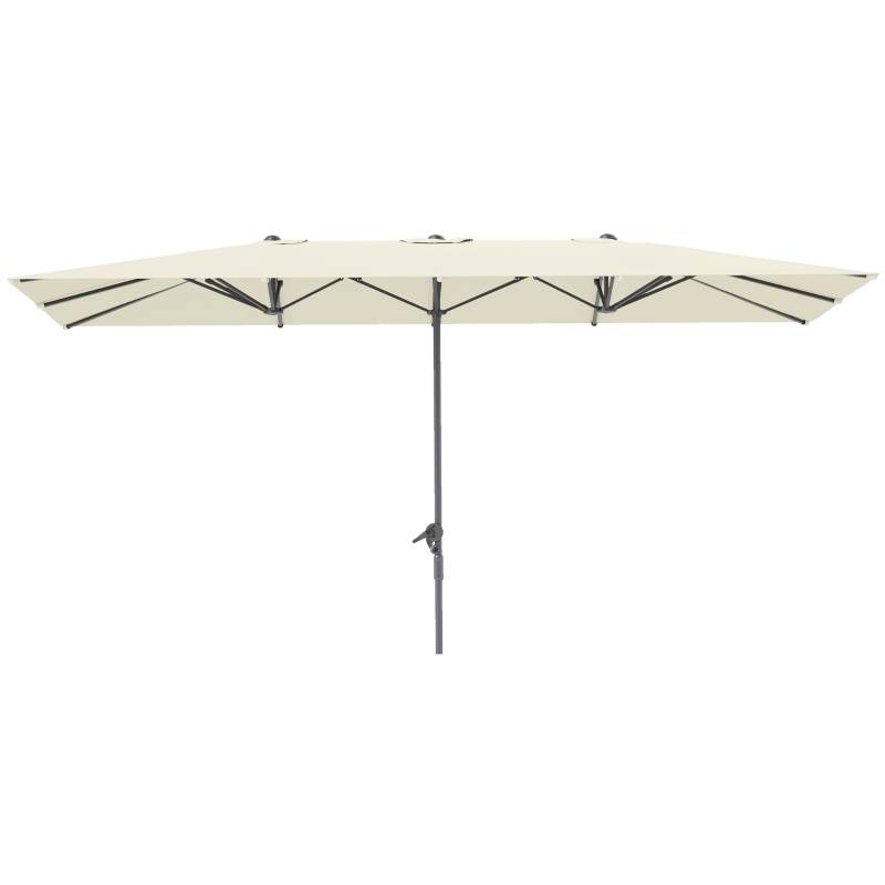 Parasol double aluminium jardin terrasse protection UV50+ 451x264cm blanc crème - ComfortXL Outdoor Living - Image 2