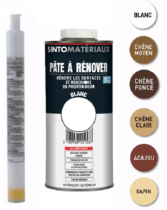 Pâte à rénover + Tube durcisseur SINTO SA - Sapin - Cartouche de 0.8L 1.5 Kg- 820193