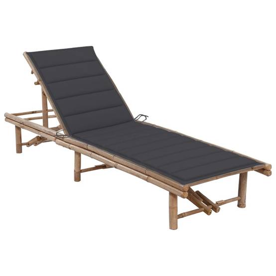 Bain de soleil - Transat - Chaise longue avec coussin Bambou - MEUBLE PRO-JU6244 - Image 2