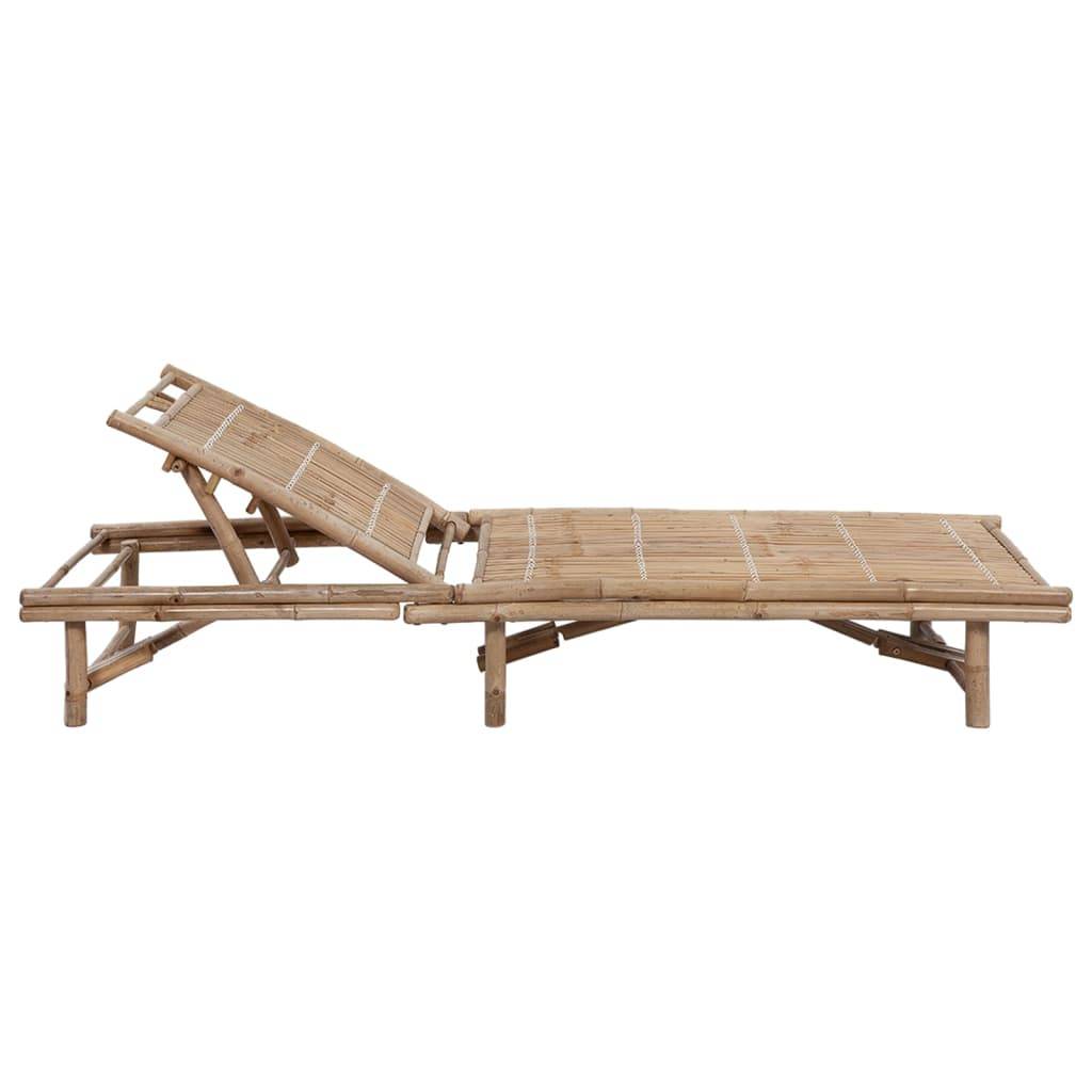 Bain de soleil - Transat - Chaise longue avec coussin Bambou - MEUBLE PRO-JU6244 - Image 3