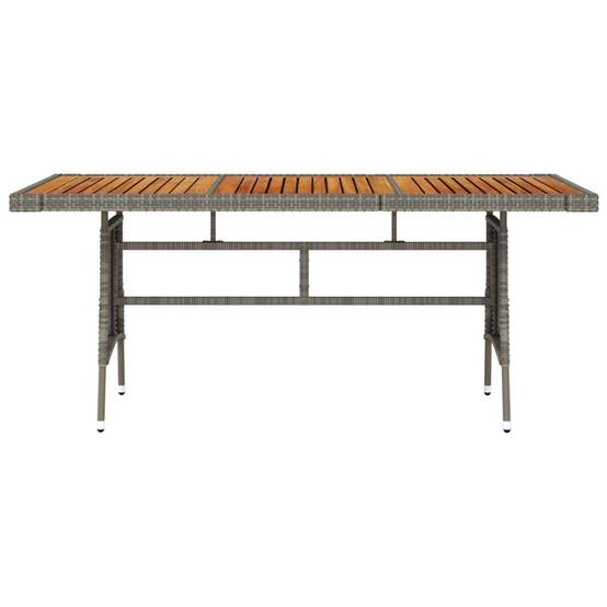 ComfortXL - Table de Repas de Jardin Grise 160x70cm, Style Contemporain en Résine Tressée et Bois d'Acacia – ComfortXL Outdoor Living - Image 2