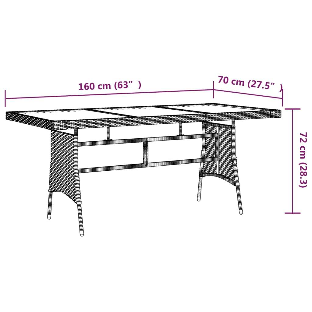 ComfortXL - Table de Repas de Jardin Grise 160x70cm, Style Contemporain en Résine Tressée et Bois d'Acacia – ComfortXL Outdoor Living - Image 5