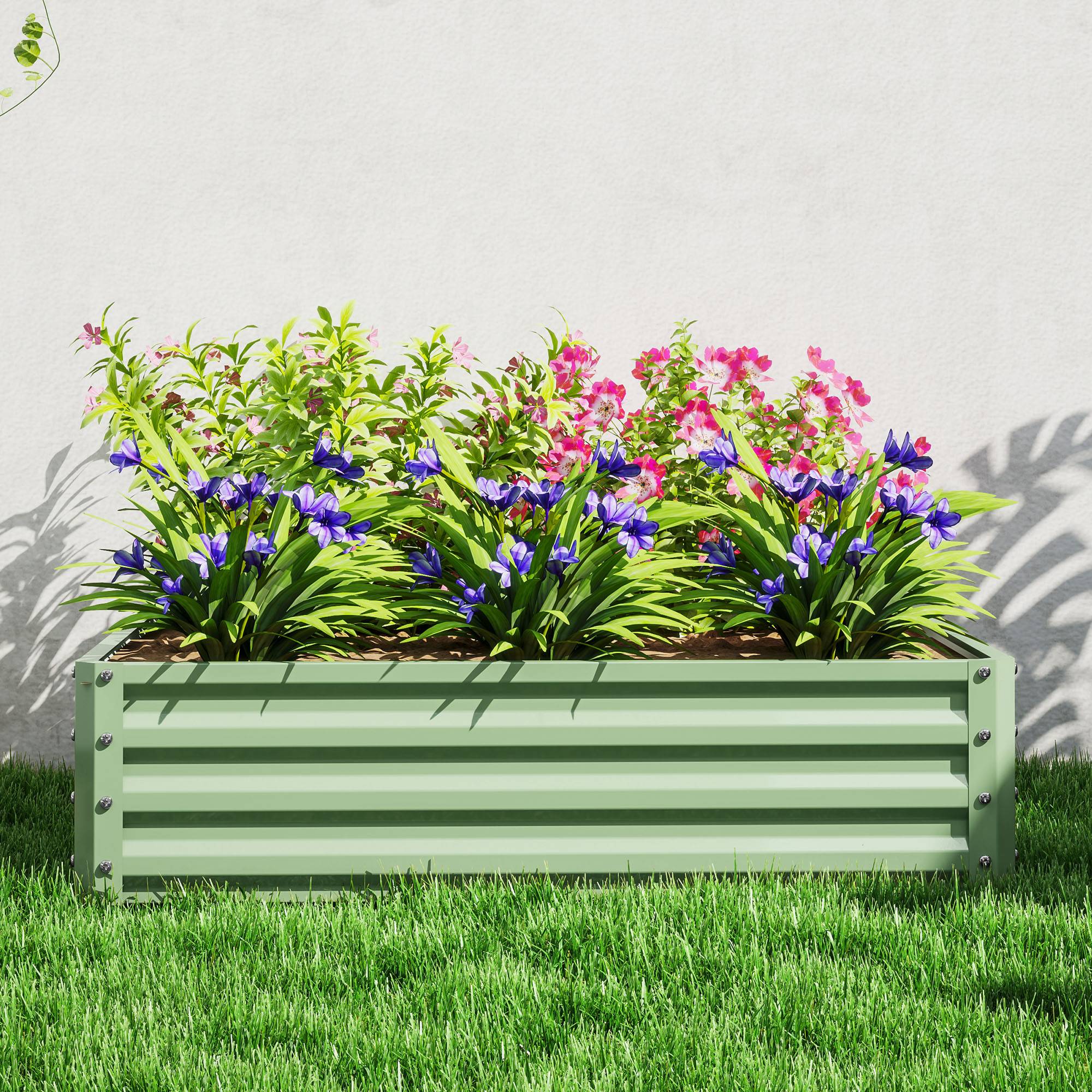 ComfortXL - Carré potager surélevé en acier galvanisé 120 x 120 x 30 cm vert clair pour jardin et serre résistant à la rouille - Image 9