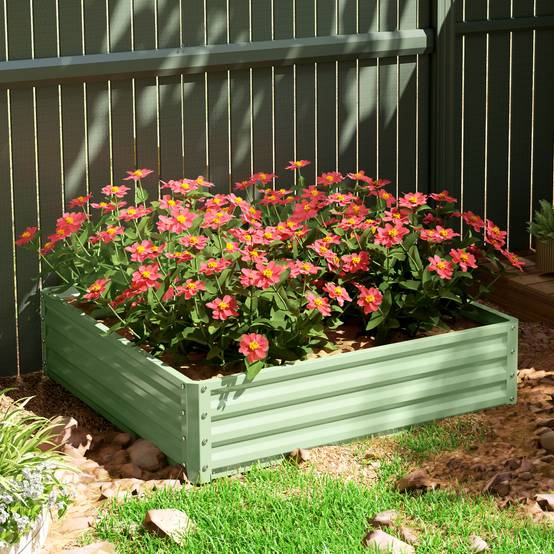 ComfortXL - Carré potager surélevé en acier galvanisé 120 x 120 x 30 cm vert clair pour jardin et serre résistant à la rouille - Image 8