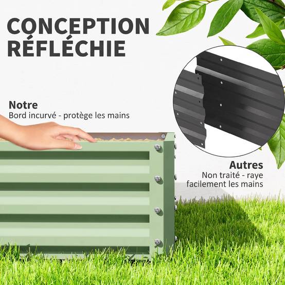 ComfortXL - Carré potager surélevé en acier galvanisé 120 x 120 x 30 cm vert clair pour jardin et serre résistant à la rouille - Image 7