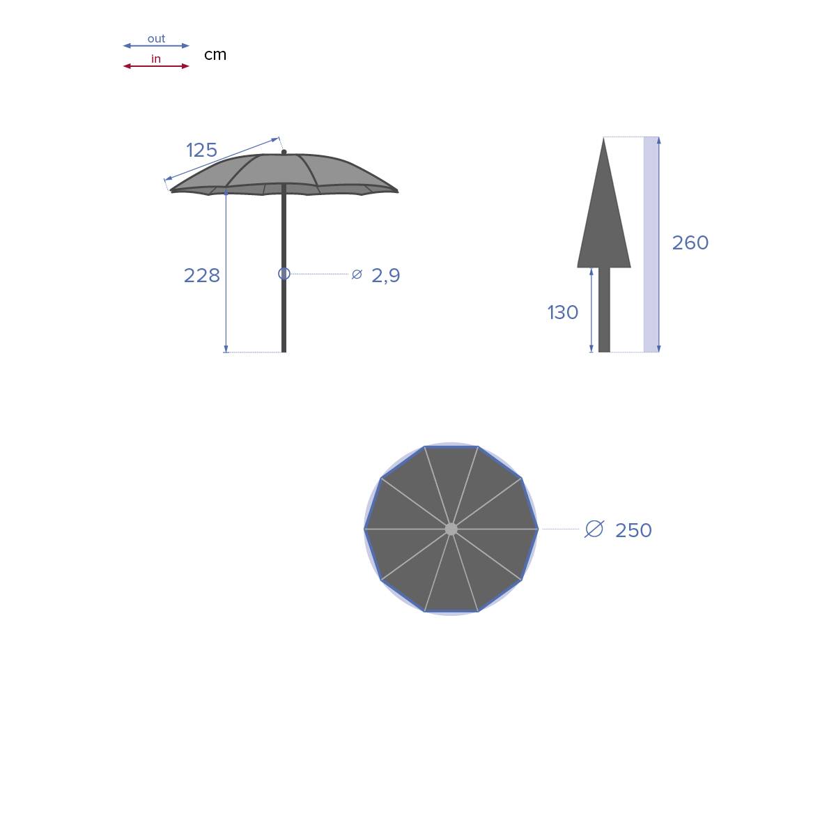 Hesperide - Parasol droit inclinable rond "Bogota" émeraude D2,5m en acier traité époxy Hespéride - Imagen 7