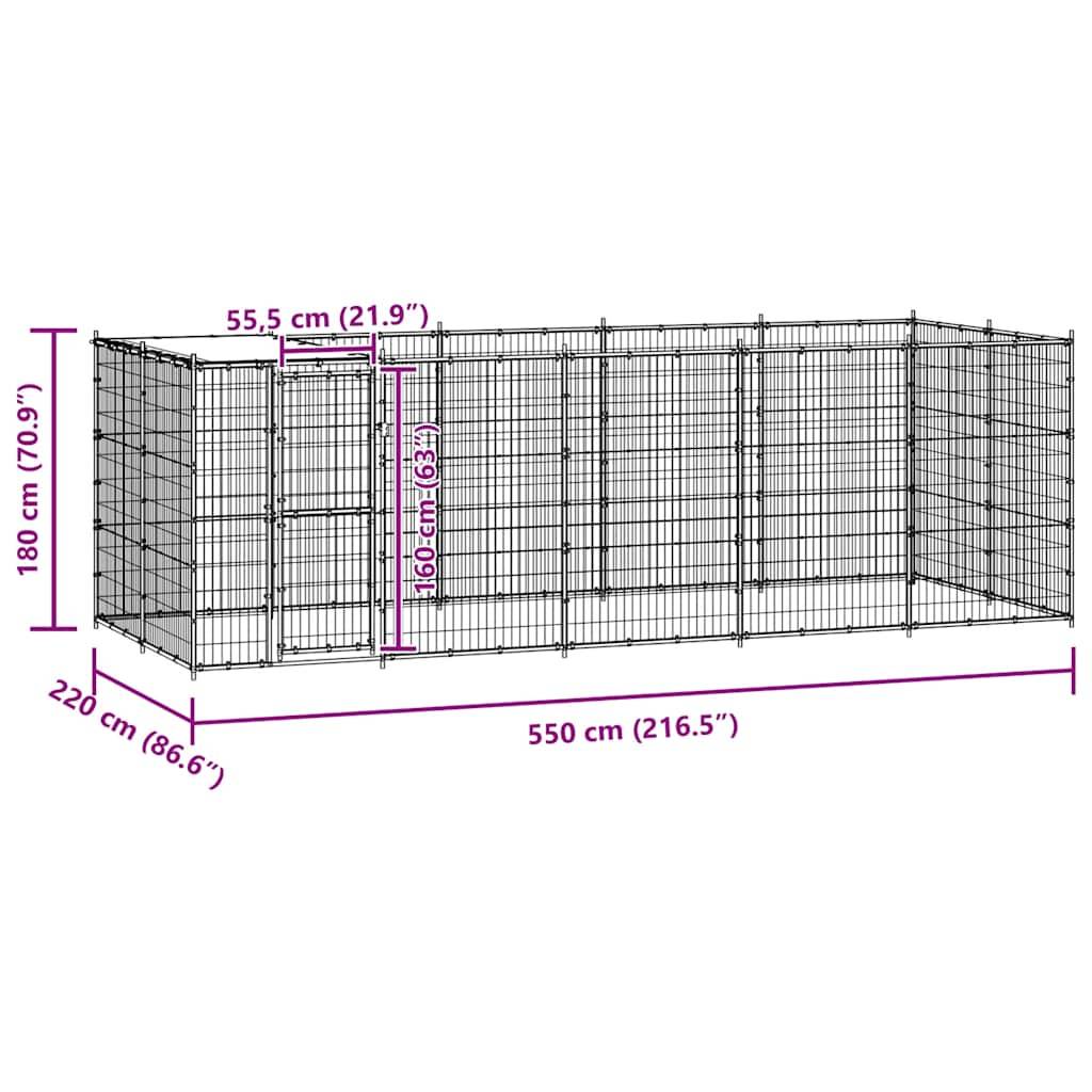 Vidaxl - Chenil extérieur Acier avec toit 12,1 m² vidaXL 3082294 - Imagen 3