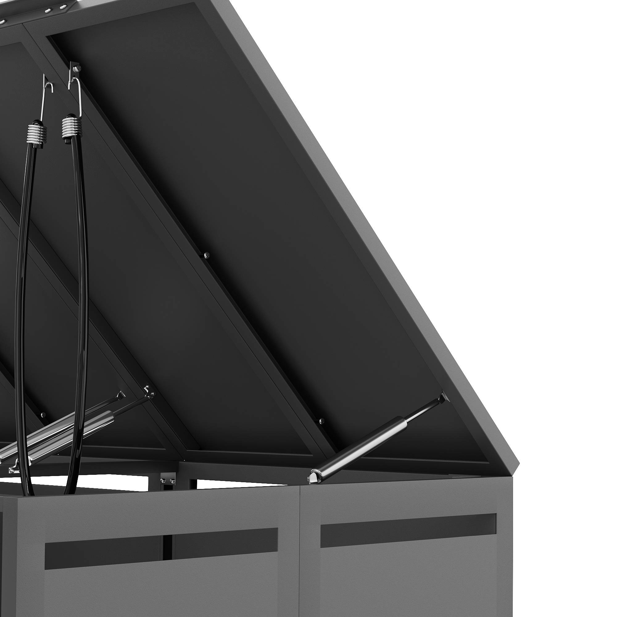 Cache-poubelle double acier galvanisé extérieur couvercle hydraulique 132x80x120cm gris bois - ComfortXL Outdoor Living - Image 9