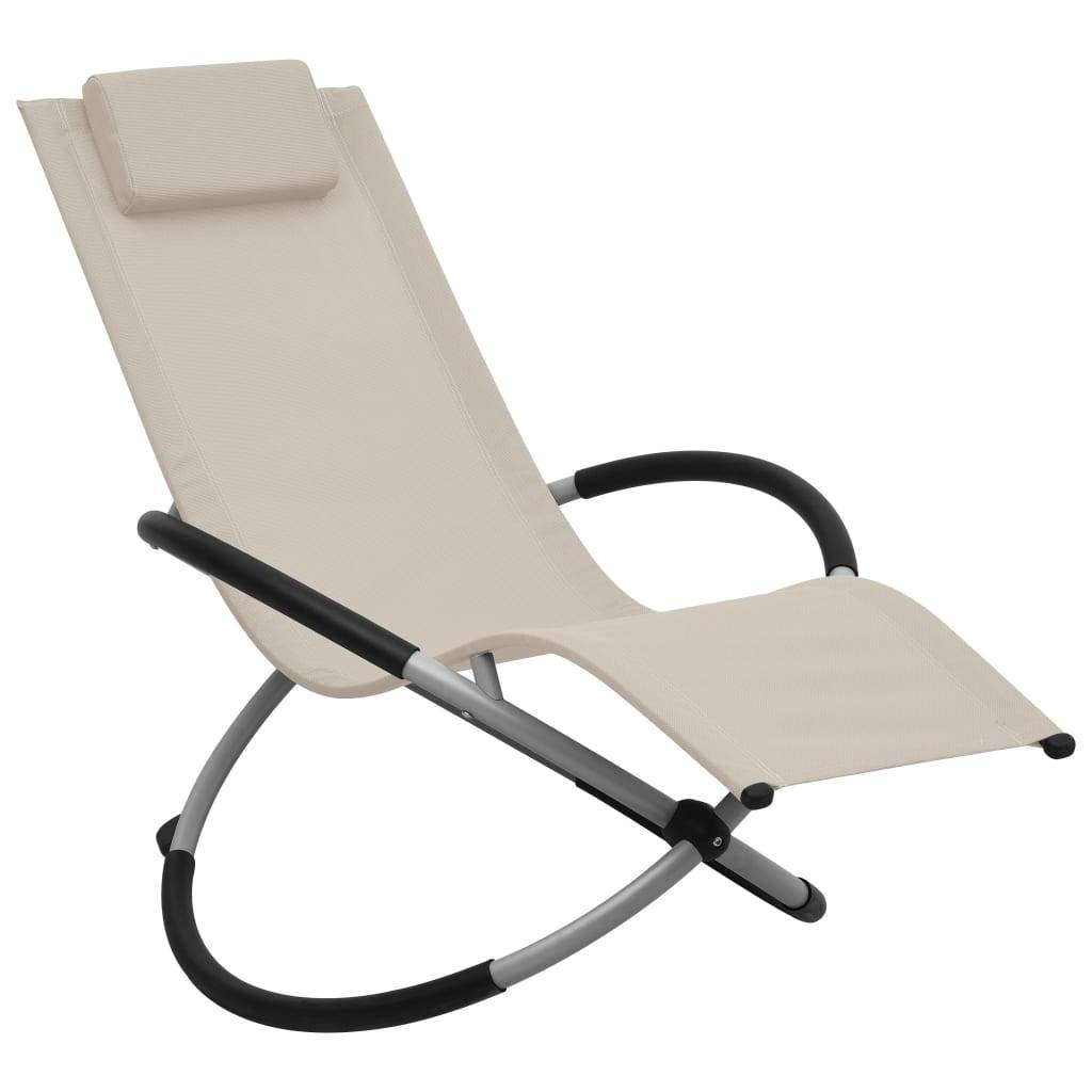 Helloshop26 - Transat chaise longue bain de soleil lit de jardin terrasse meuble d'extérieur pour enfants acier crème - Imagen 1