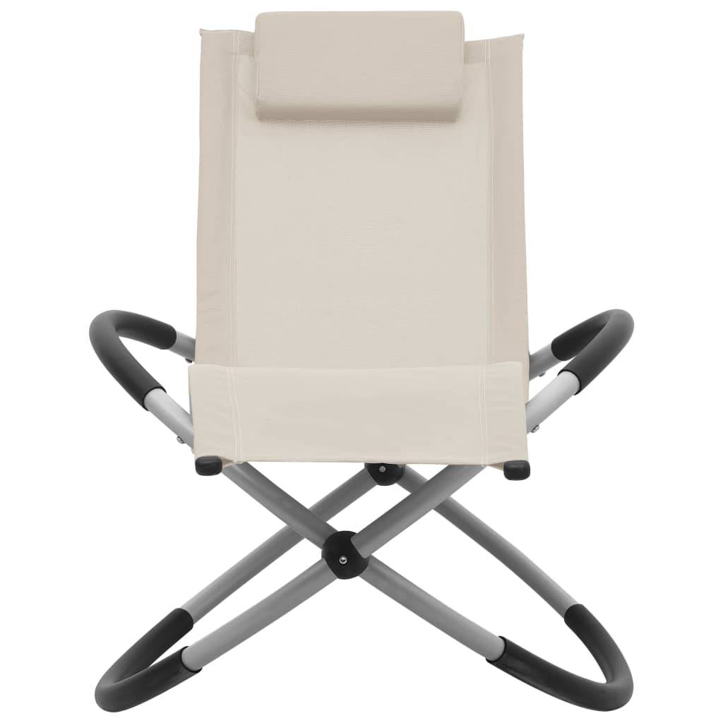 Helloshop26 - Transat chaise longue bain de soleil lit de jardin terrasse meuble d'extérieur pour enfants acier crème - Imagen 2