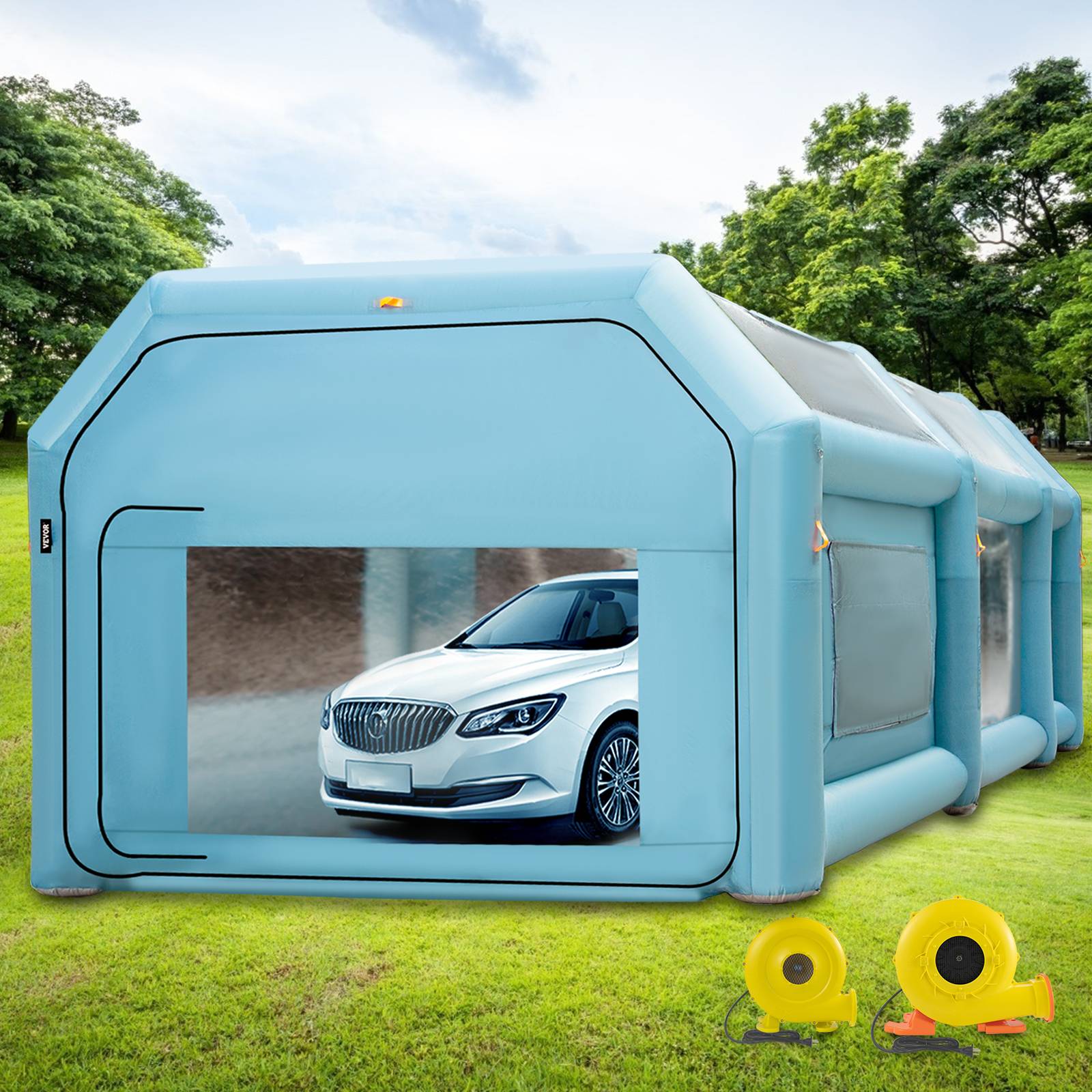 Vevor - VEVOR Cabine Peinture Voiture 8x4x3m, Tente Gonflable Oxford 210D, Souffleurs 950W+330W, pour atelier/camping. - Image 8
