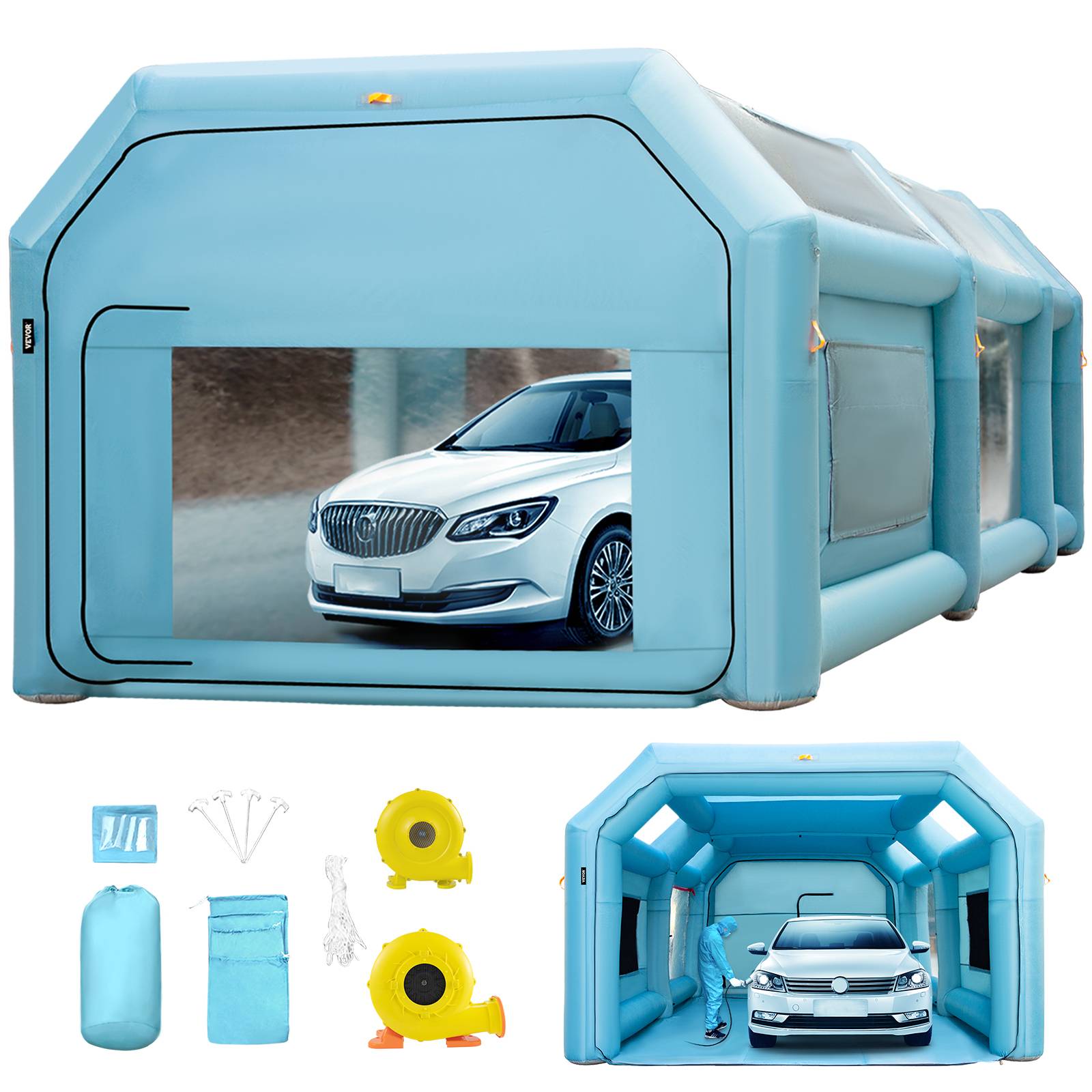 Vevor - VEVOR Cabine Peinture Voiture 8x4x3m, Tente Gonflable Oxford 210D, Souffleurs 950W+330W, pour atelier/camping. - Image 1
