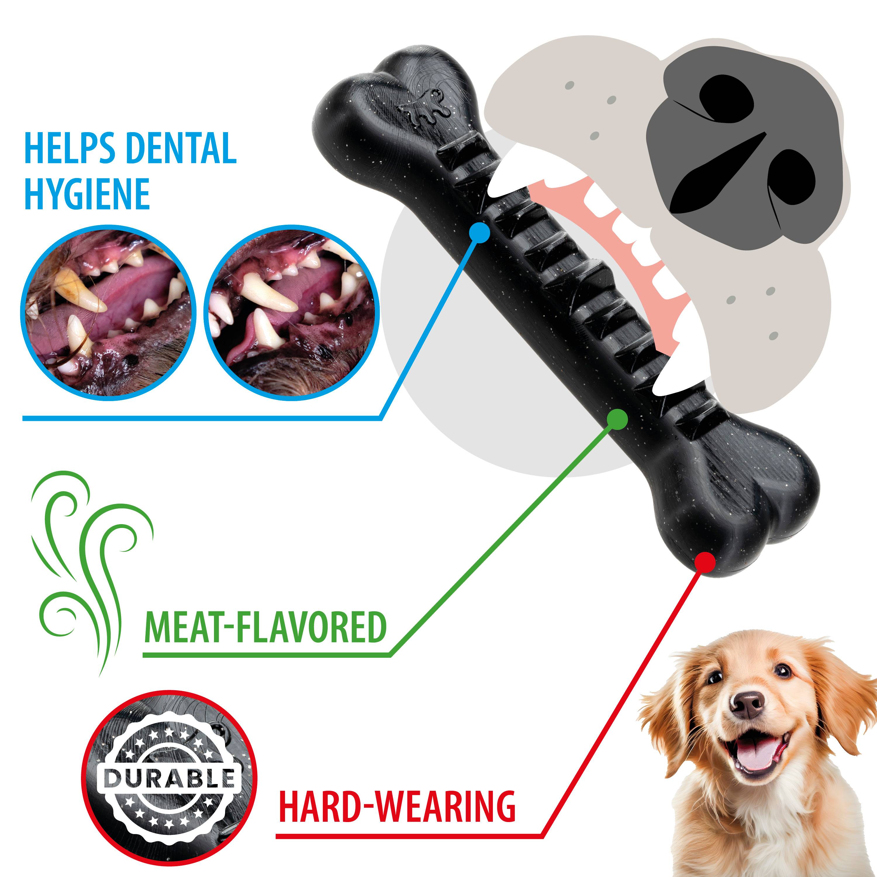 Ferplast - Ferplast Jouet Chien, Os Distributeur Croquettes Friandises pour Chien, en Matériau Durable à Mâcher, Arôme de Viande, pour l'Hygiène Dentaire, SMILE - Imagen 4