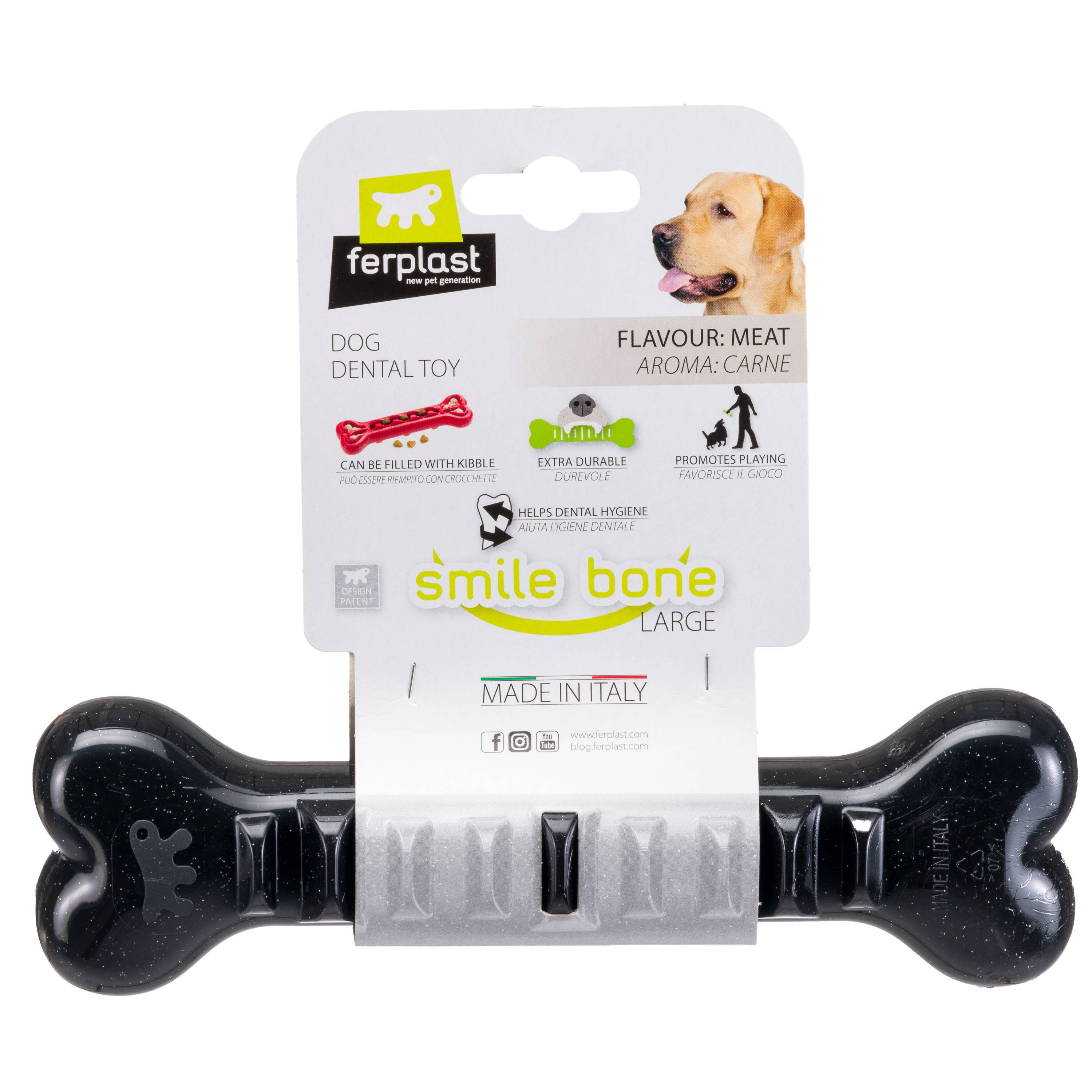 Ferplast - Ferplast Jouet Chien, Os Distributeur Croquettes Friandises pour Chien, en Matériau Durable à Mâcher, Arôme de Viande, pour l'Hygiène Dentaire, SMILE - Imagen 7