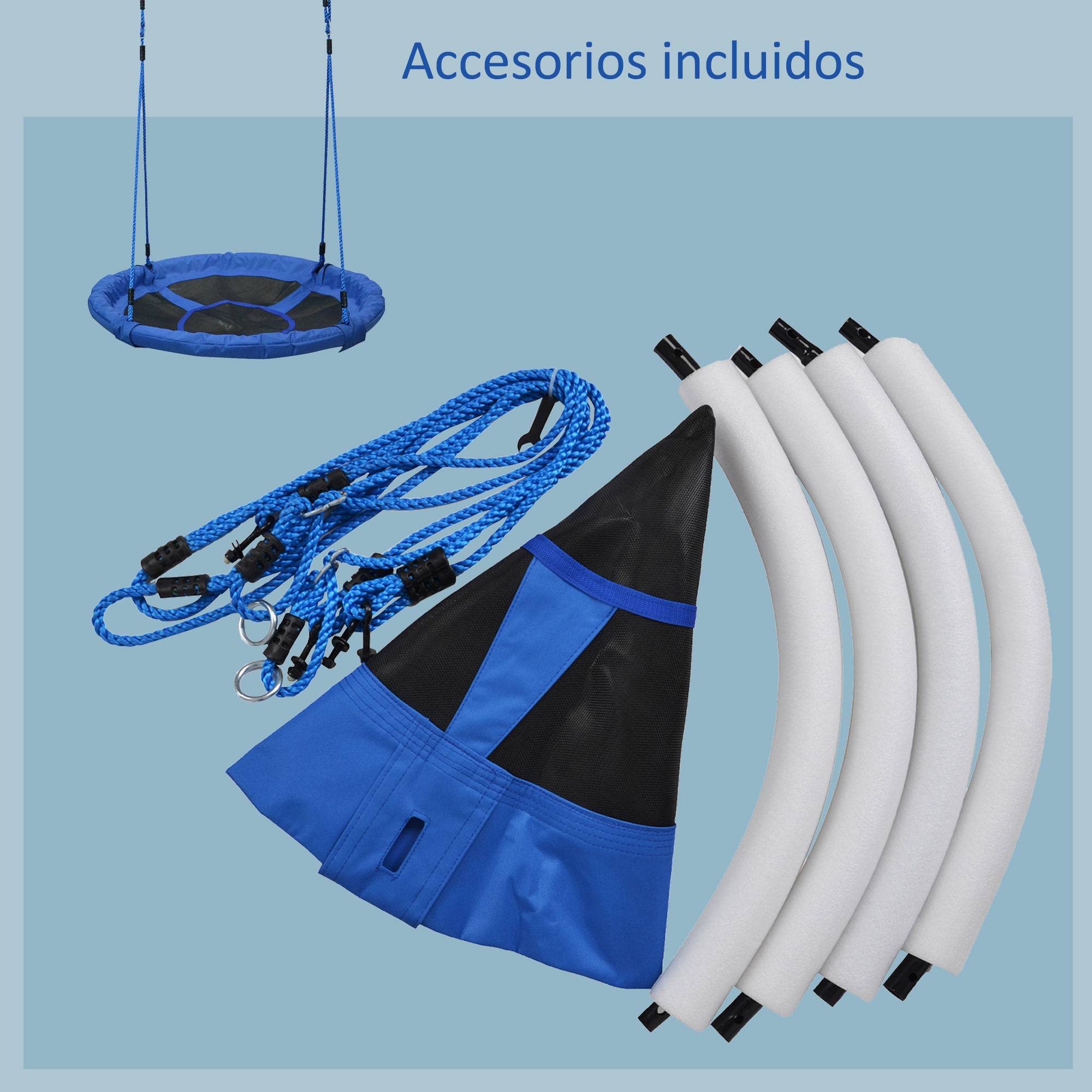 Balançoire nid ronde pour arbre dès 3 ans, charge 100 kg, intérieur extérieur, Ø100×180 cm, bleue, solide et confortable - Image 6