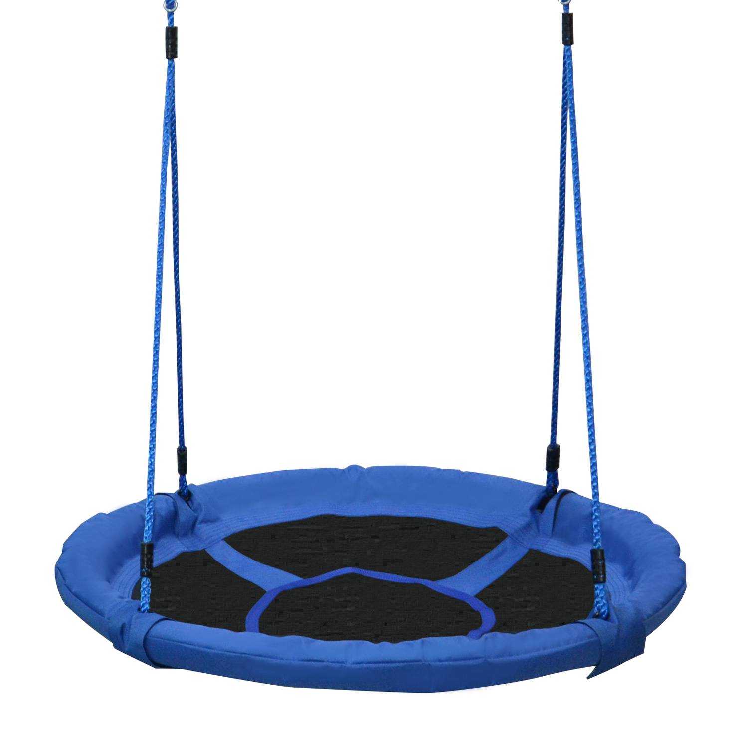 Balançoire nid ronde pour arbre dès 3 ans, charge 100 kg, intérieur extérieur, Ø100×180 cm, bleue, solide et confortable - Image 9
