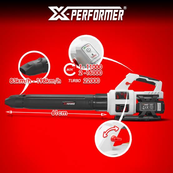 Souffleur rechargeable 2x20 V max avec fonction turbo livré sans batterie - X PERFORMER - Image 3