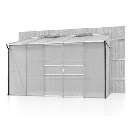 Vitavia - Serre adossée IDA 6500 - 6,50 m² polycarbonate avec porte coulissante et lucarnes, Couleur Noir, Polycarbonate 4 mm - Image 1