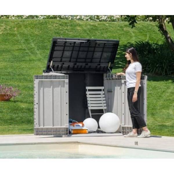 Sans Marque - Coffre de jardin KETER STORER PLUS XL - Résine - Capacité 1270L - Taupe et marron - Image 2