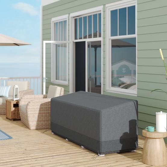Housse de protection pour mobilier de jardin, résistante à l'hiver, imperméable et anti-UV, en tissu Oxford 600D, 190,5 x 72 x 76 cm, gris clair - Image 3