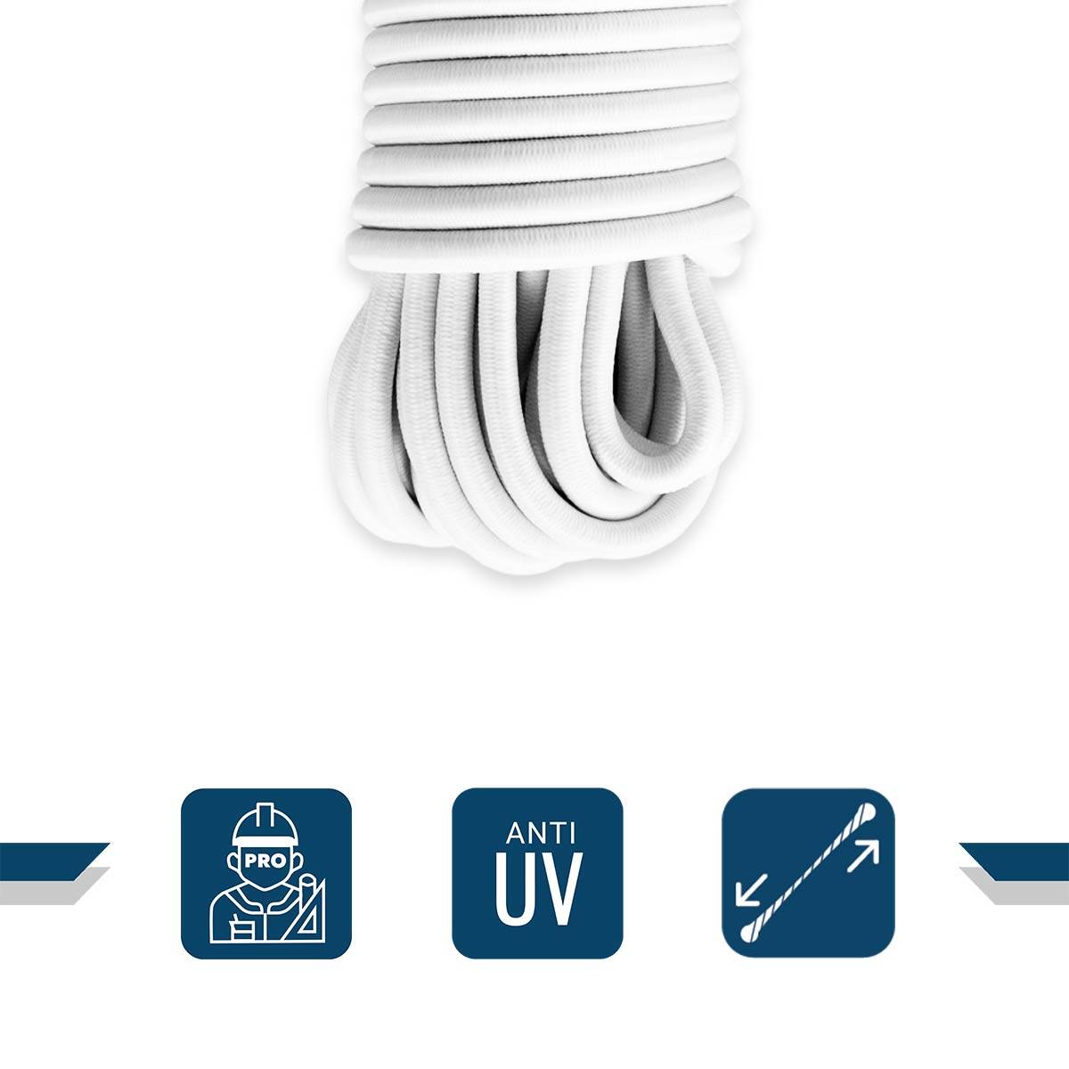 Sandow élastique Blanc 15 mètres 9SW - Qualité PRO - Tendeur pour bâche de diamètre 9 mm TECPLAST - Imagen 3