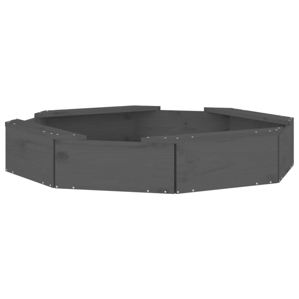 Bac à sable - Maison de jeu pour enfants avec sièges gris octogone bois de pin massif-JU12092 - Image 6
