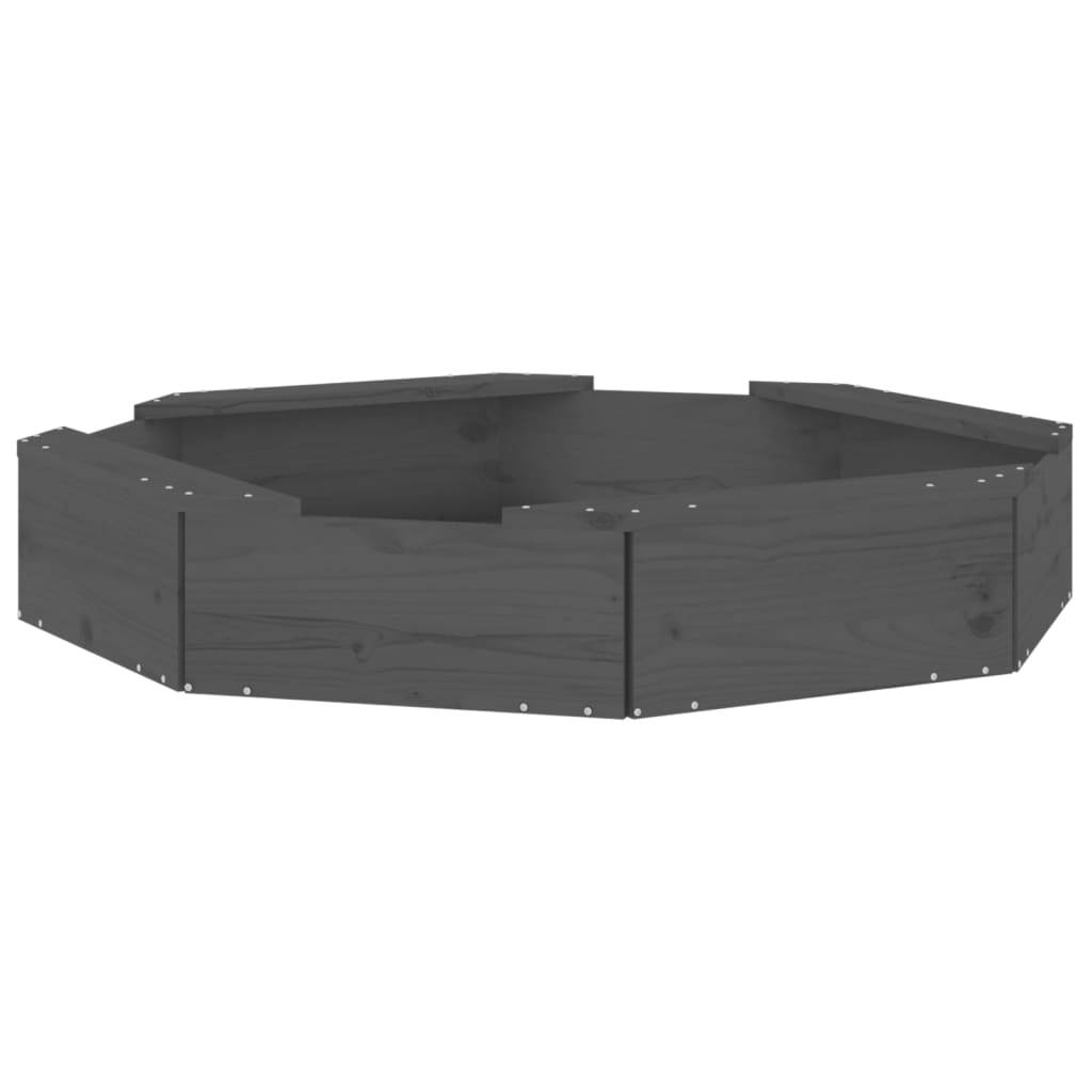 Bac à sable - Maison de jeu pour enfants avec sièges gris octogone bois de pin massif-JU12092 - Image 1