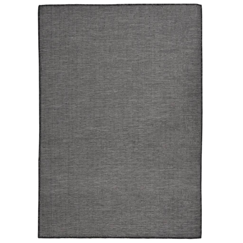 Grand Tapis d'Extérieur Tissage Plat en Polypropylène Anti-UV pour Salon de Jardin Gris 160x230 cm – ComfortXL Outdoor Living - Image 1