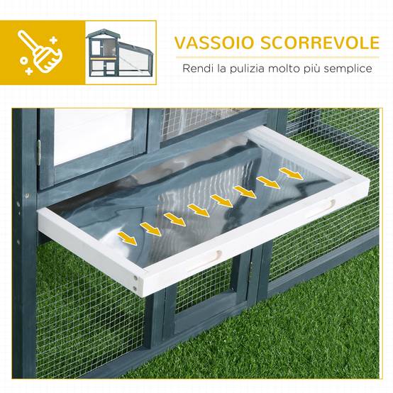 Clapier lapin rongeurs bois extérieur espace clos double porte vert 140x65x100cm - ComfortXL Outdoor Living - Image 8