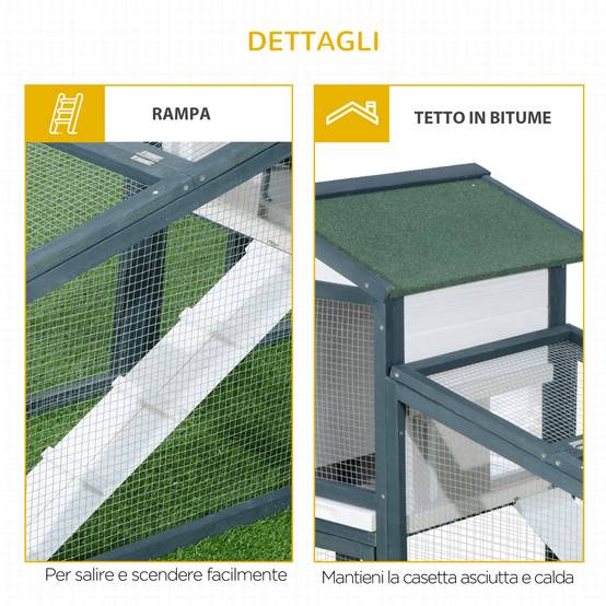 Clapier lapin rongeurs bois extérieur espace clos double porte vert 140x65x100cm - ComfortXL Outdoor Living - Image 9