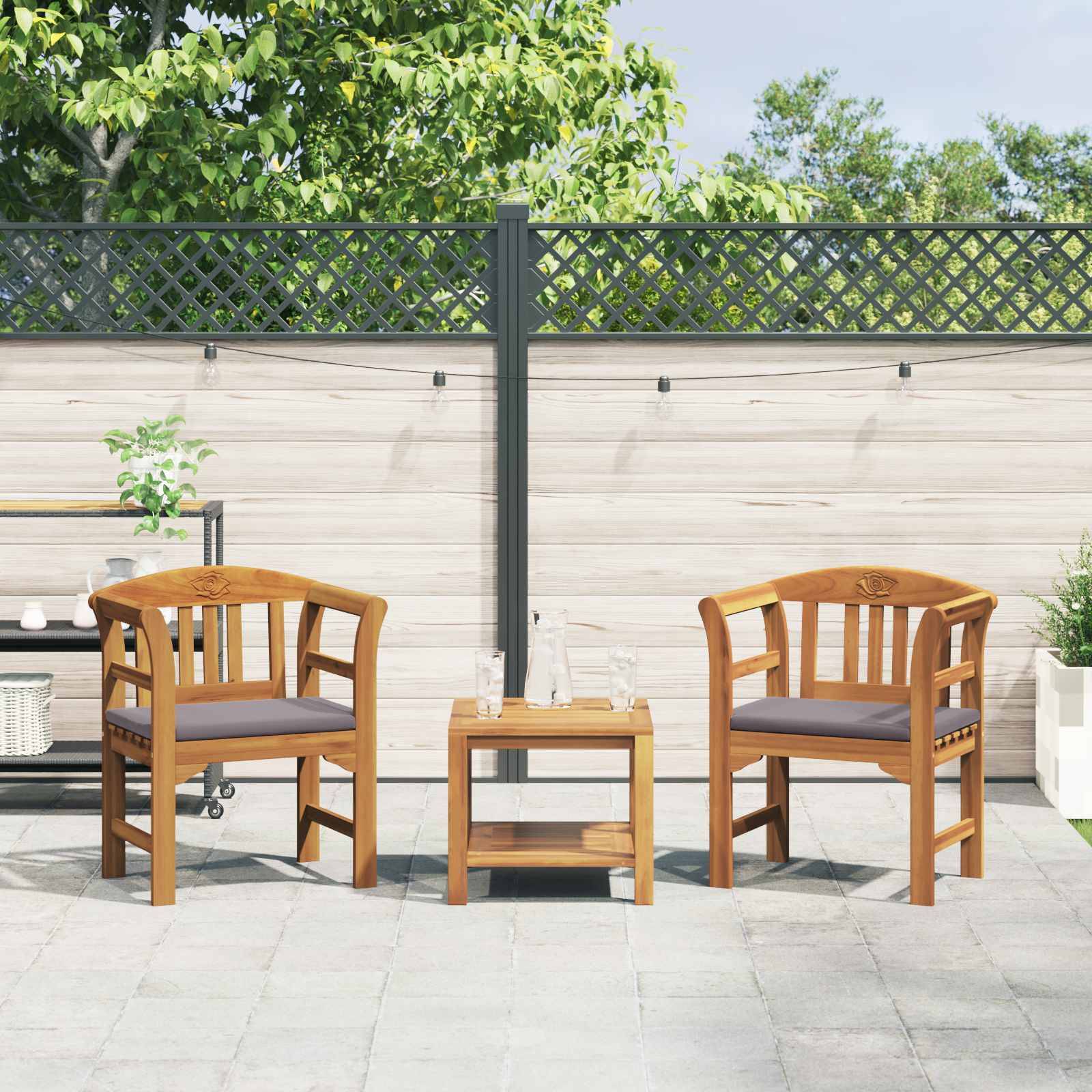 PANGIVO - Banc de jardin bois d'acacia naturel 68.5 x 46 x 82.5 cm, Poids:21.2kg - PANGIVO - Image 3