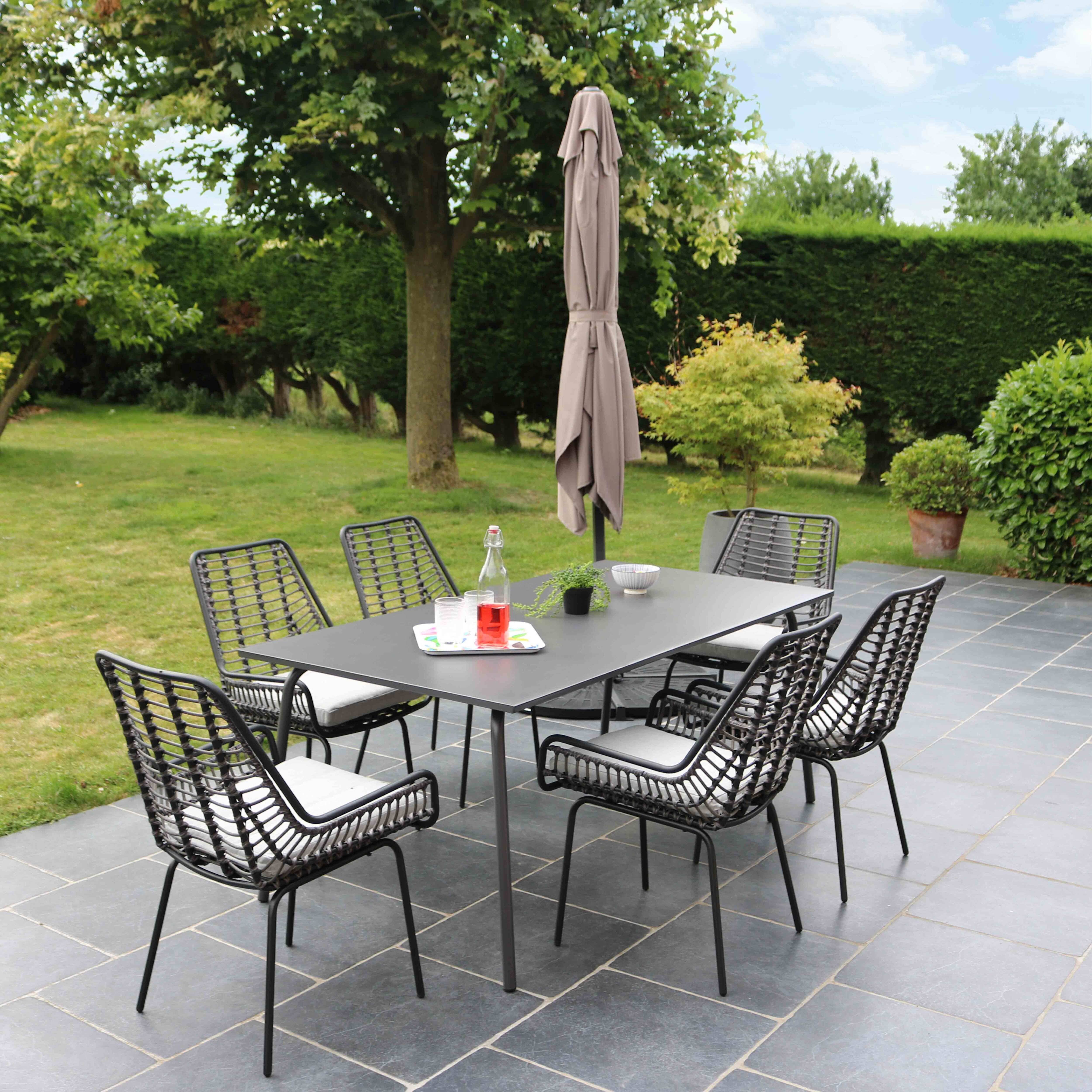 Oviala - Parasol déporté inclinable et rotatif 2x3 m et 4 dalles lestées taupe Amalya - Oviala - Imagen 5