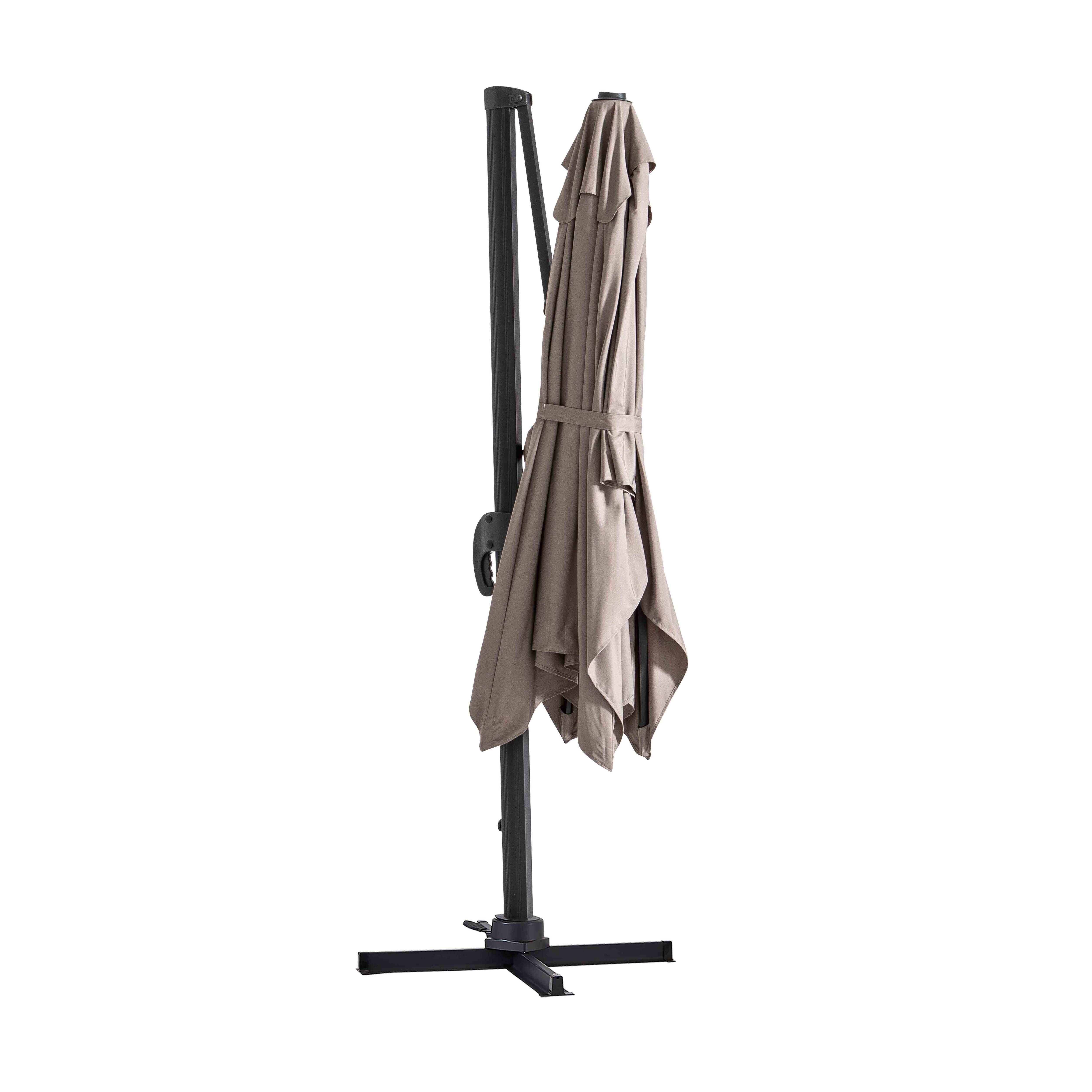 Oviala - Parasol déporté inclinable et rotatif 2x3 m et 4 dalles lestées taupe Amalya - Oviala - Imagen 2