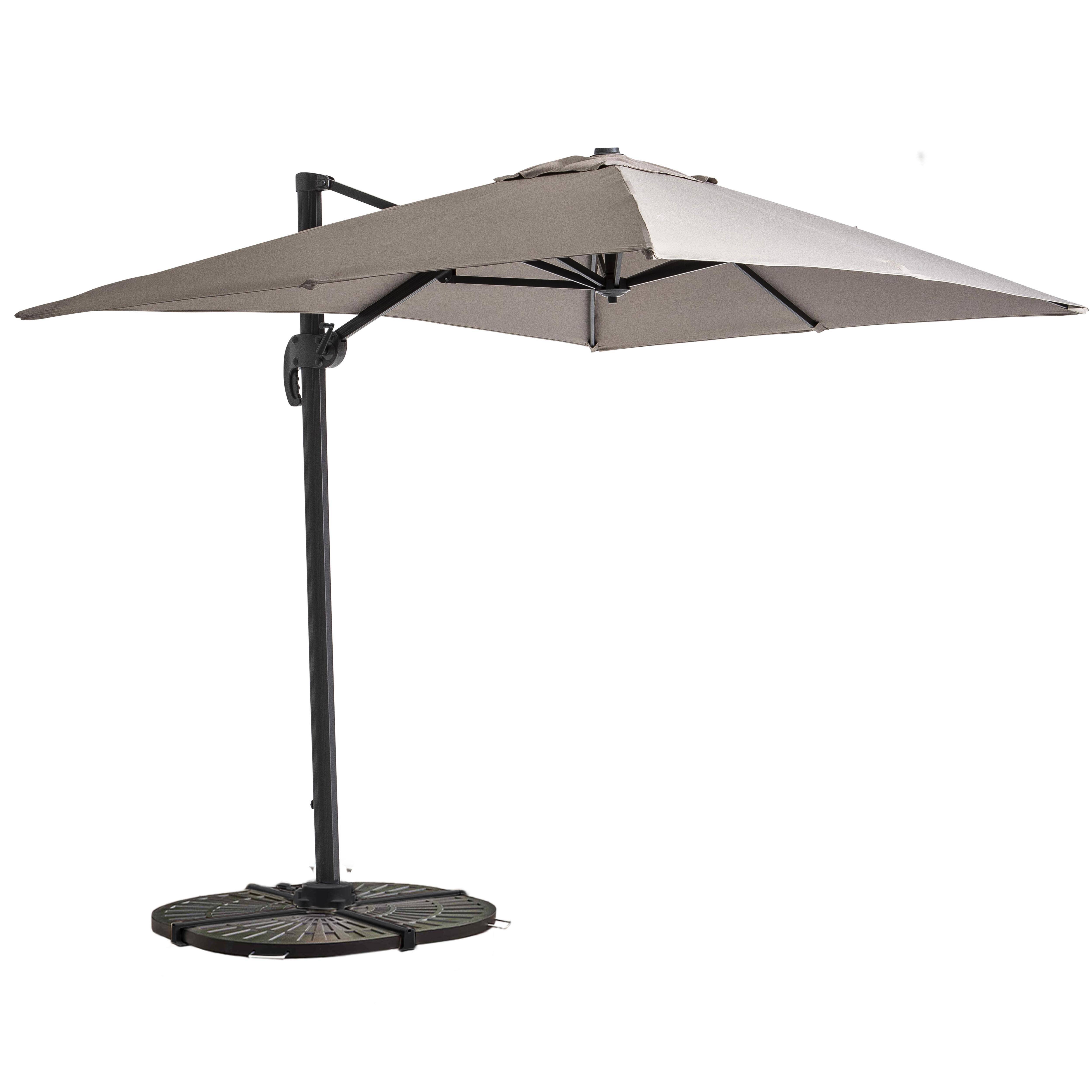 Oviala - Parasol déporté inclinable et rotatif 2x3 m et 4 dalles lestées taupe Amalya - Oviala - Imagen 1
