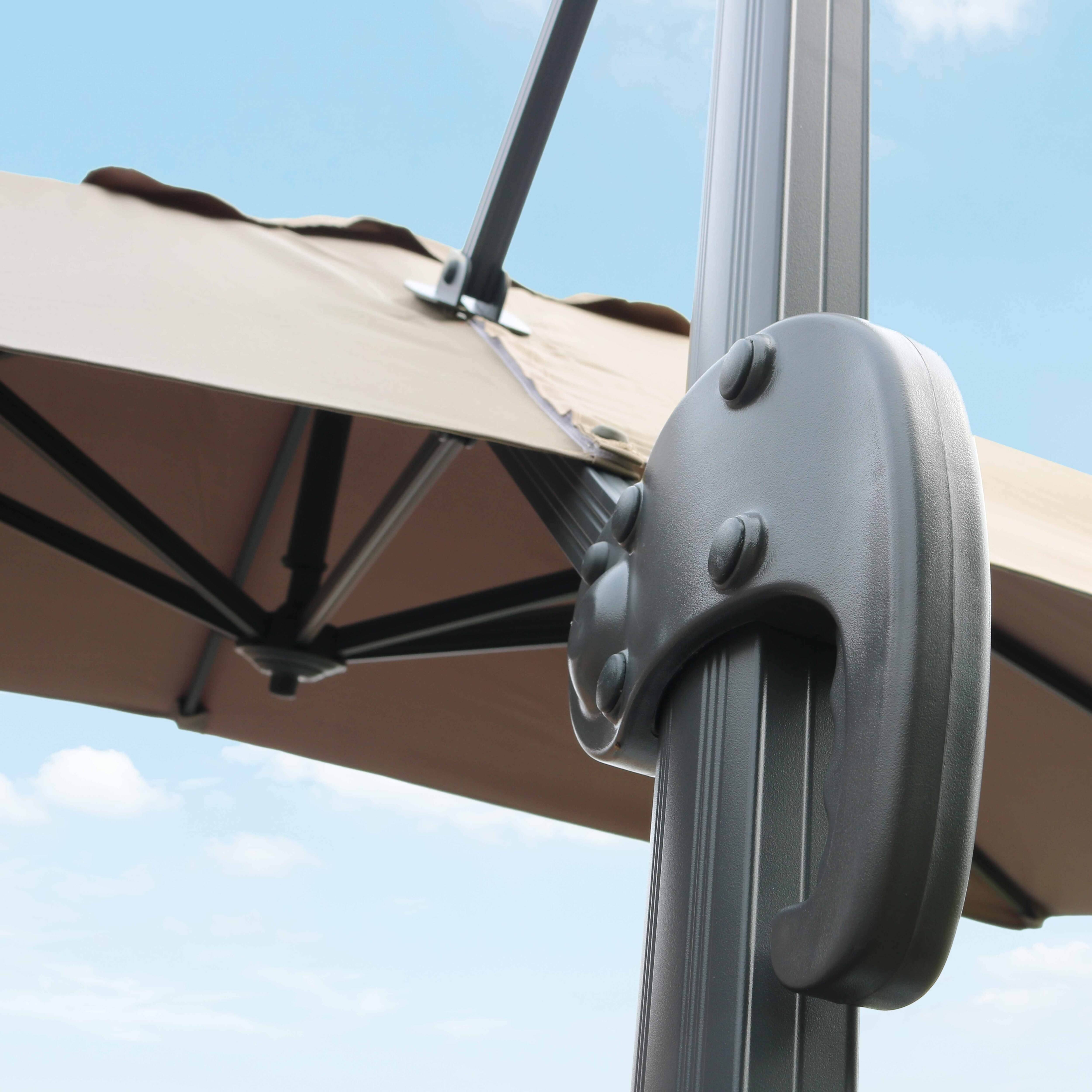 Oviala - Parasol déporté inclinable et rotatif 2x3 m et 4 dalles lestées taupe Amalya - Oviala - Imagen 6
