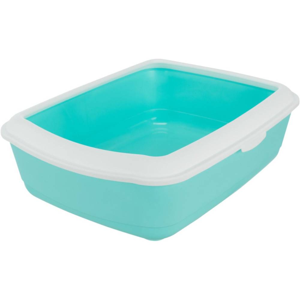 Bac à litière vert avec rebord 37 x 47 x 15 cm pour chats - Imagen 2