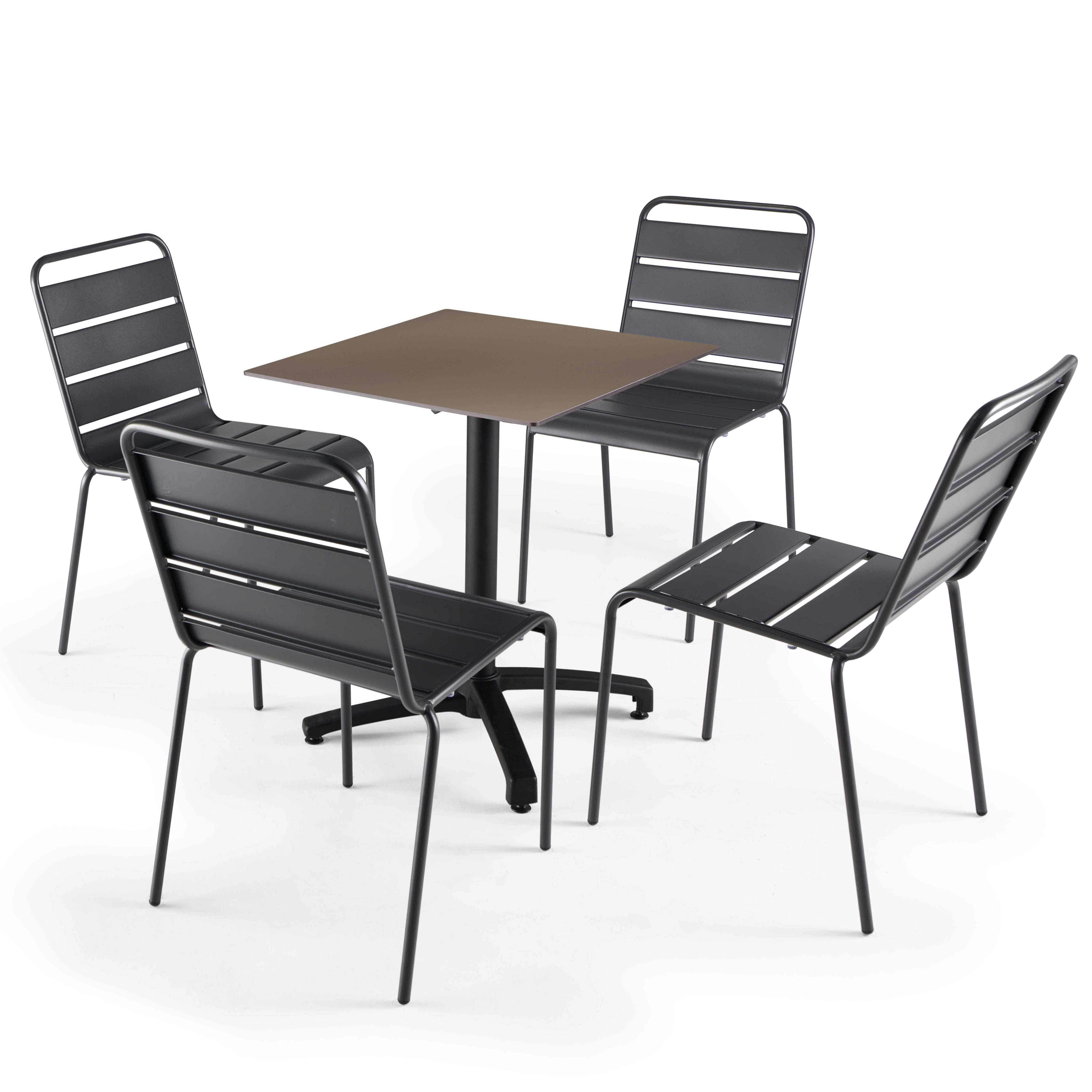 Oviala - Table de terrasse 60 cm inclinable stratifié en beton taupe Opéra - Oviala - Imagen 5