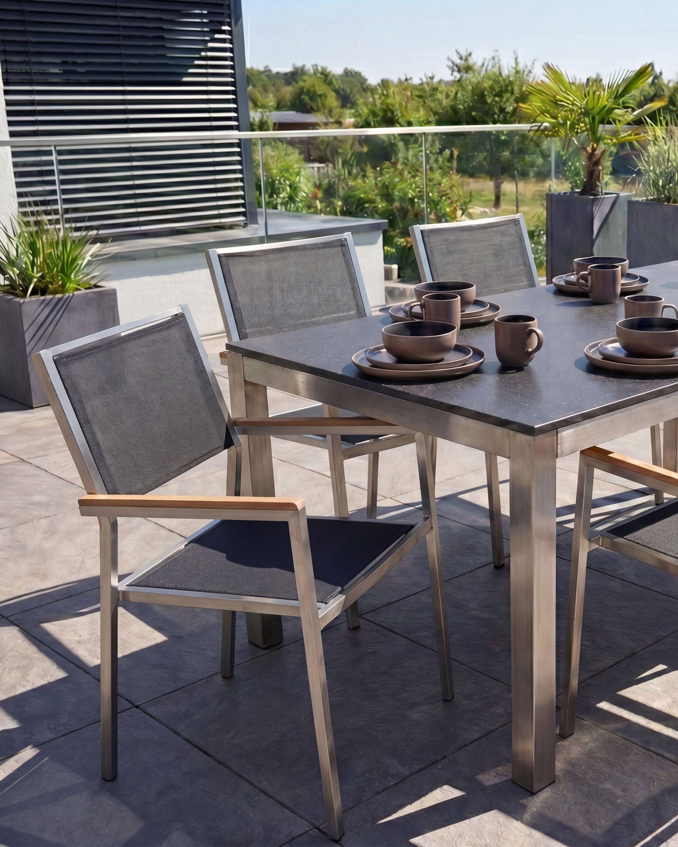 Beliani - Chaise de jardin Acier inox Noir GROSSETO - Beliani - Imagen 1